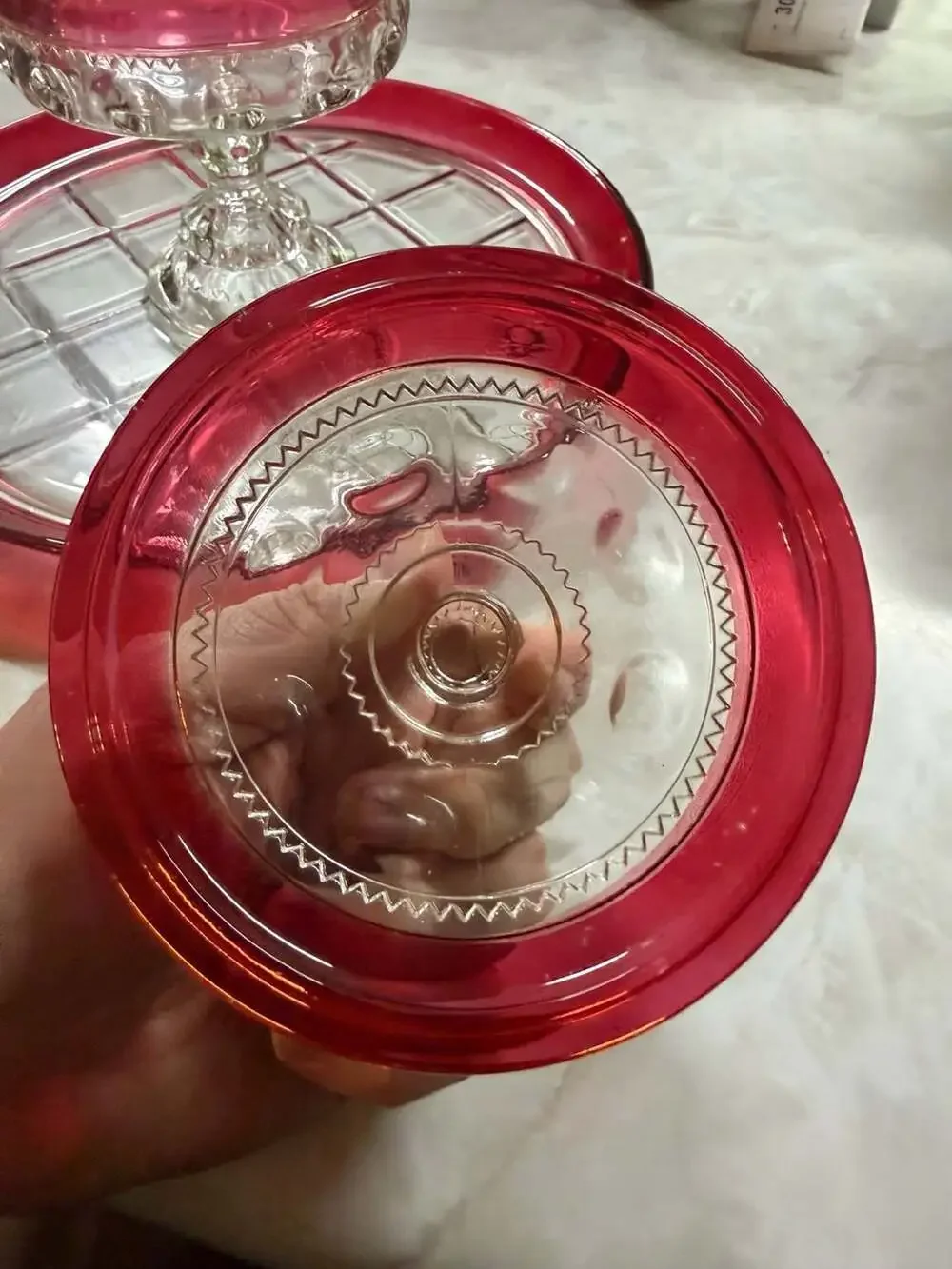 King's Crown Ruby/cranberry Flashed Flat Iced Tea Glass Vintage Tiffin Francisca